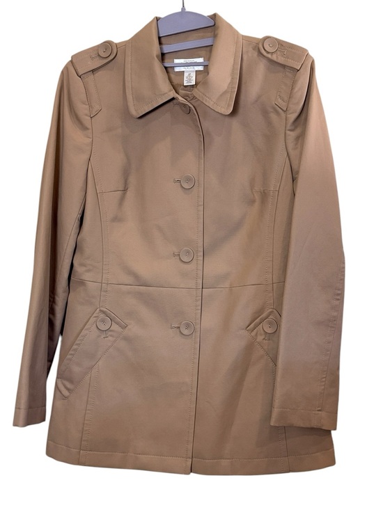 Ann Taylor Loft Jackets & Blazers - LOFT Petites Women's Camel Short Utility Military Style Cotton Blend Trench Coat